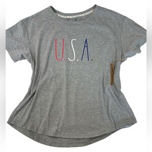 Rae Dunn U.S.A. Graphic T Shirt Women’s 1X Light Gray NWT